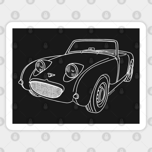 Classic Frogeye drawing in white, for medium and dark color Tees Sticker by jaagdesign